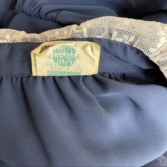 Vintage Benee by Lori Ann Vintage dress MFG Canada blue long sleeve Large BoxD - Picture 4 of 6